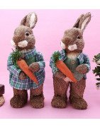 Straw Rabbits Bunny/Easter Decorations