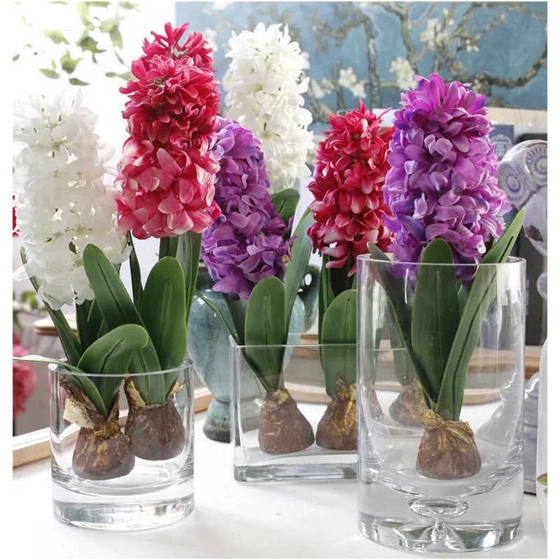 Artificial Hyacinth Flower with Bulb and leaves