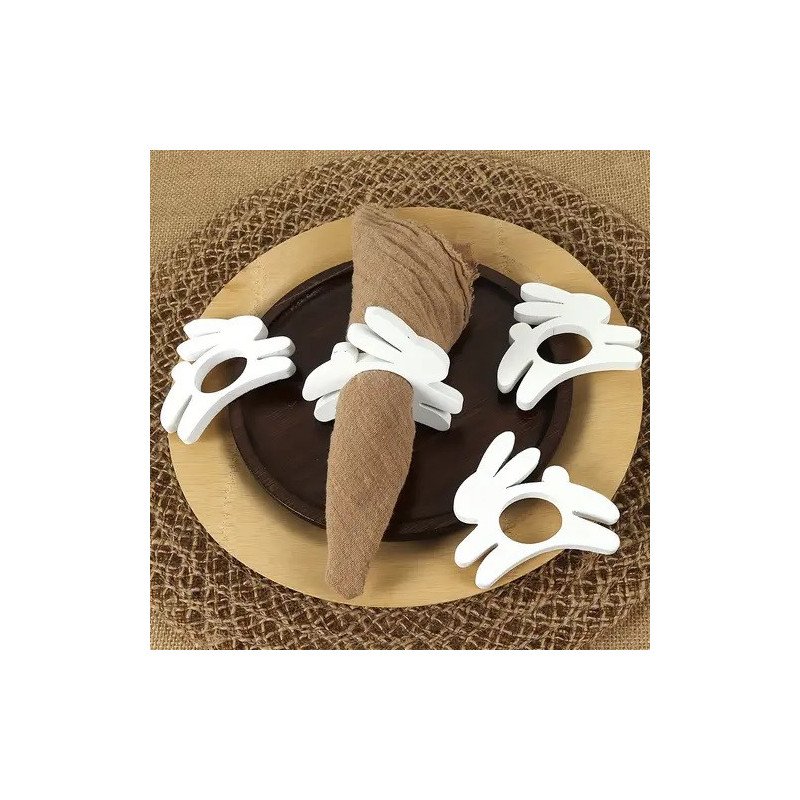 White Bunny Napkin Rings 4pc
