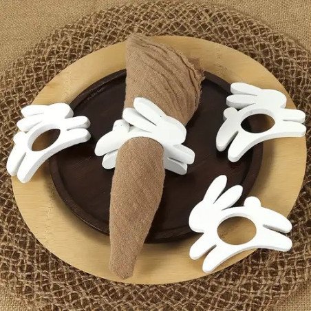 White Bunny Napkin Rings 4pc