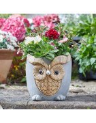 Wood&stone Owl Planter
