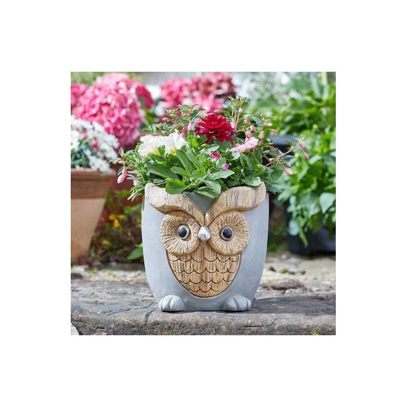 Wood&stone Owl Planter