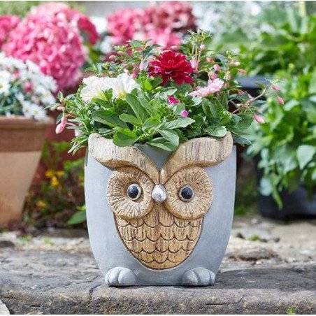 Wood&stone Owl Planter